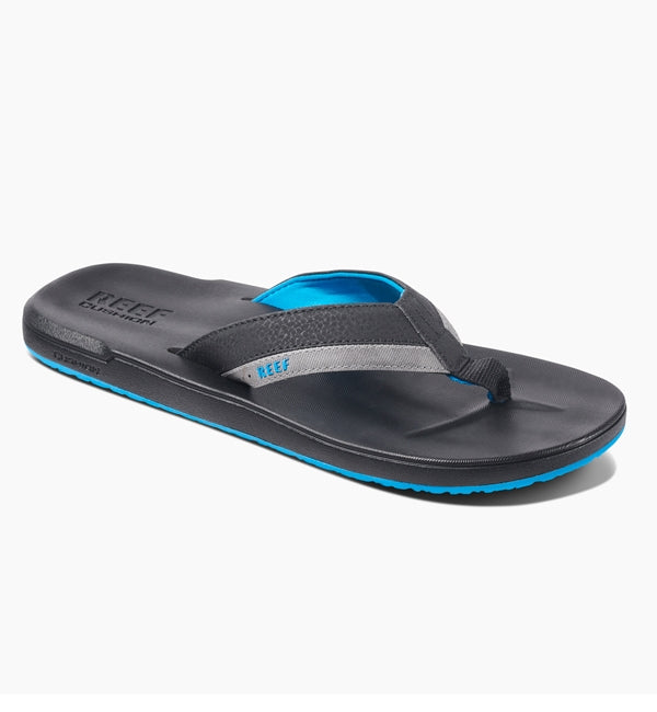 Reef Contoured Cushion Flip Flops Black/Grey/Blue – Ocean Sports
