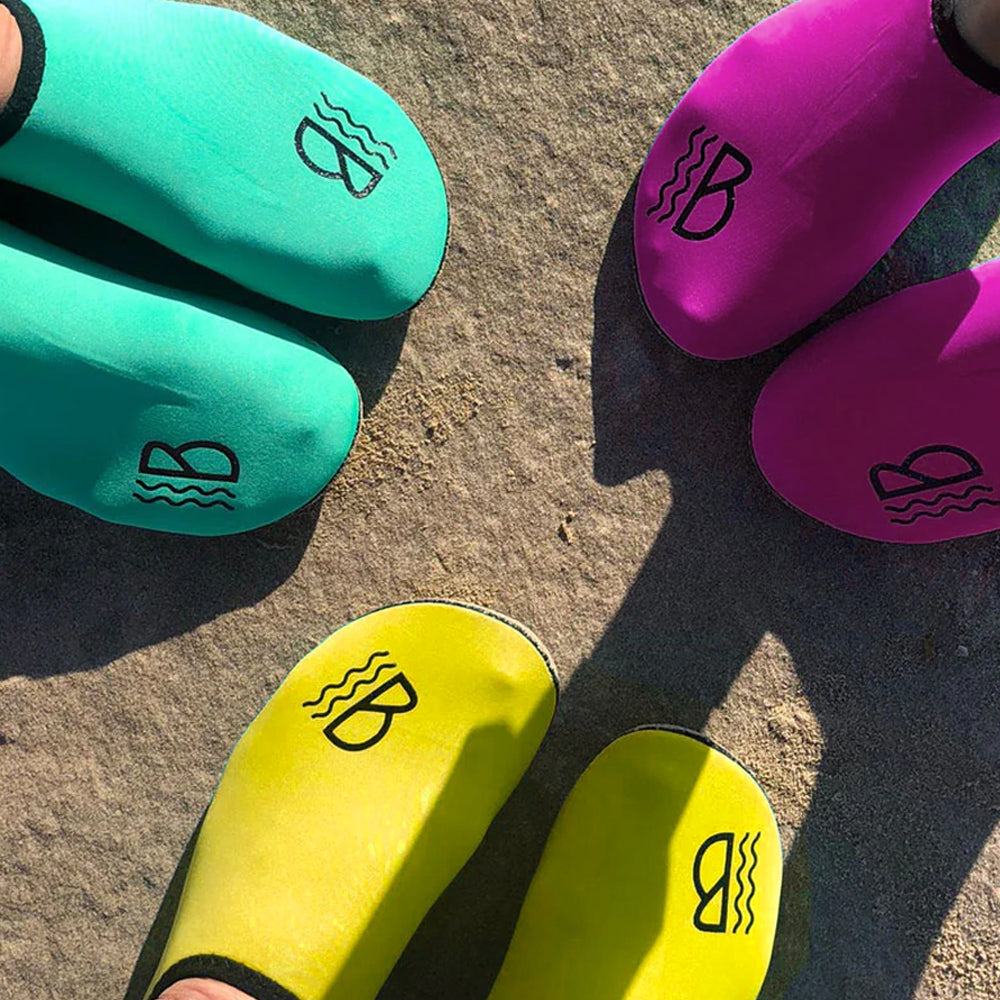 beach shoes pink, green, yellow