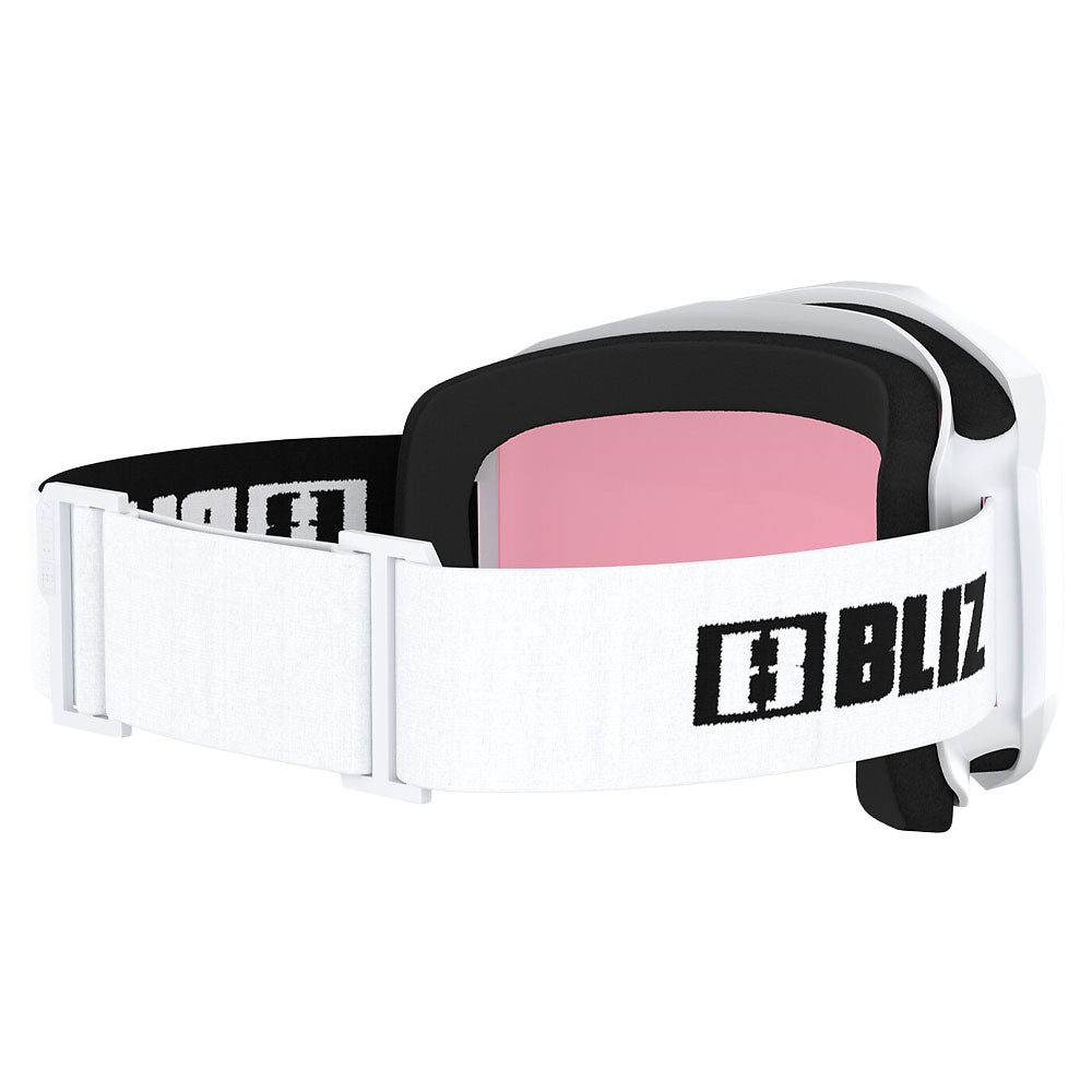 Bliz Liner Junior White Black Logo Snow Goggle  - Pink Lens