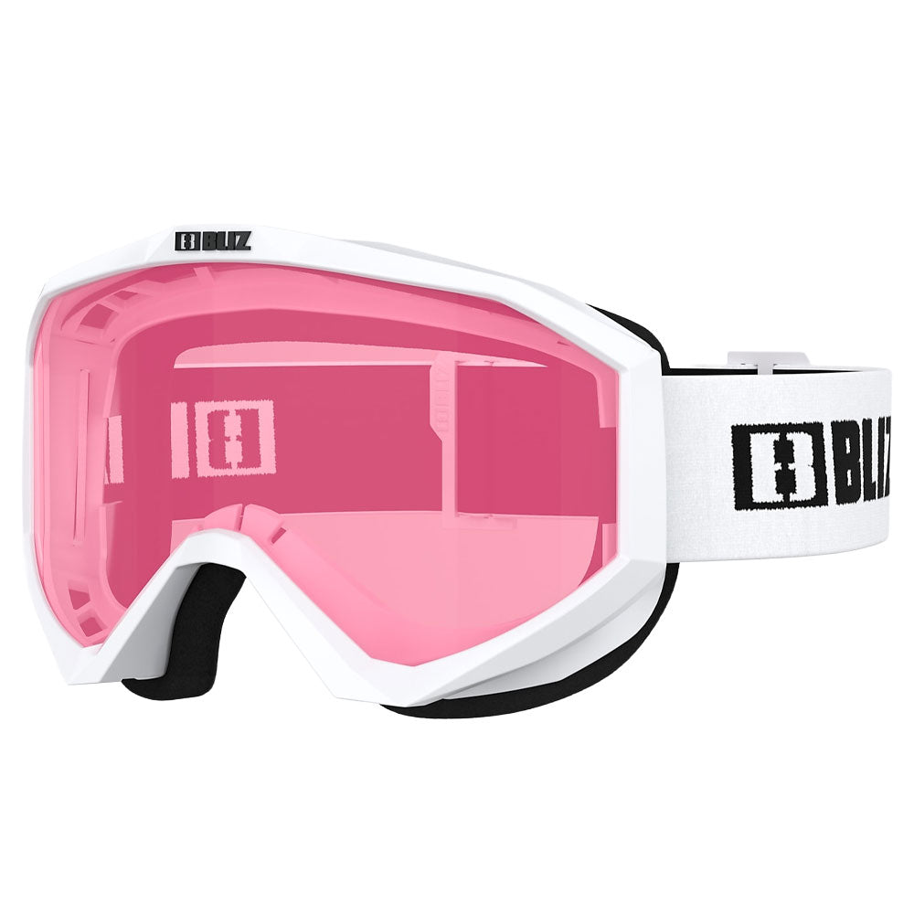 Bliz Liner Junior White Black Logo Snow Goggle  - Pink Lens