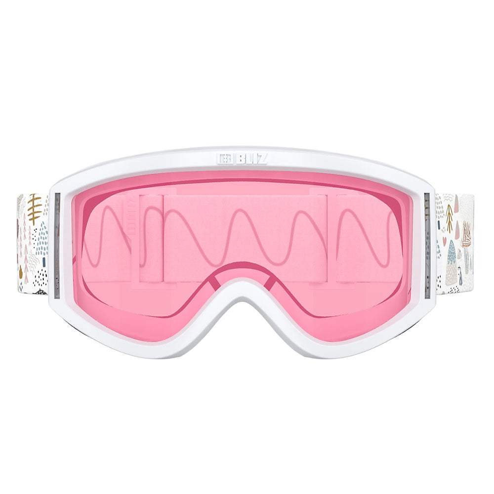 Bliz Pixie Junior Matte White Snow Goggle  - Pink Lens
