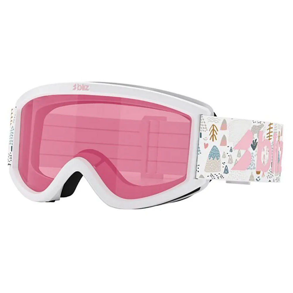Bliz Pixie Junior Matte White Snow Goggle  - Pink Lens