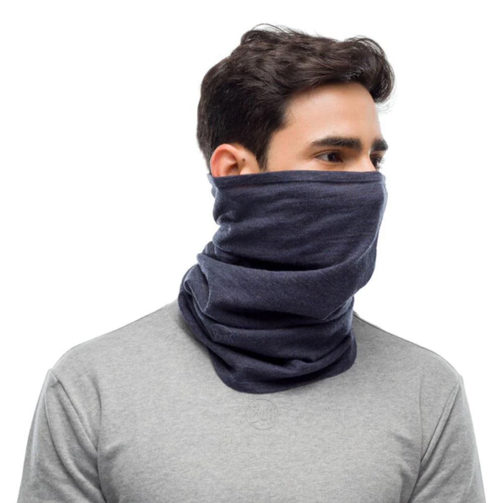 Buff Midweight Merino Wool Neck Warmer  - Night Blue Melange
