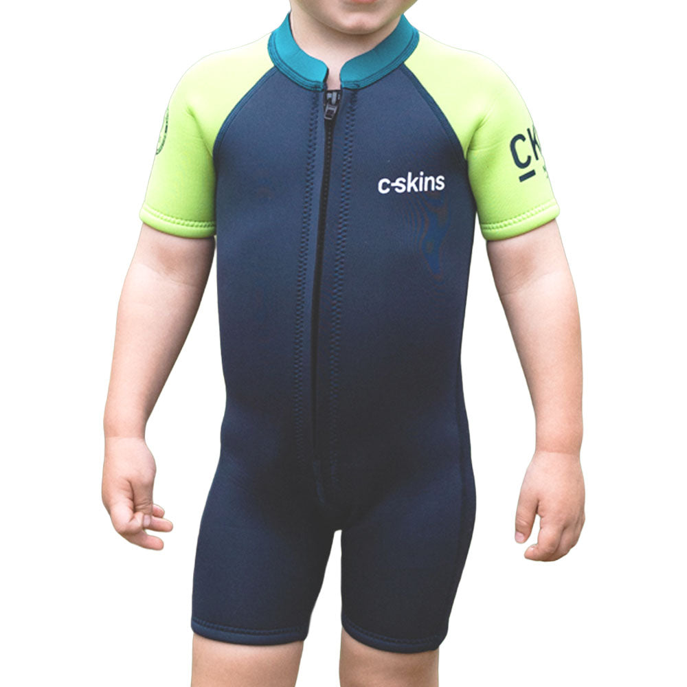 C-Skins NuWave Baby Front Zip Shorti Bluestone Lime