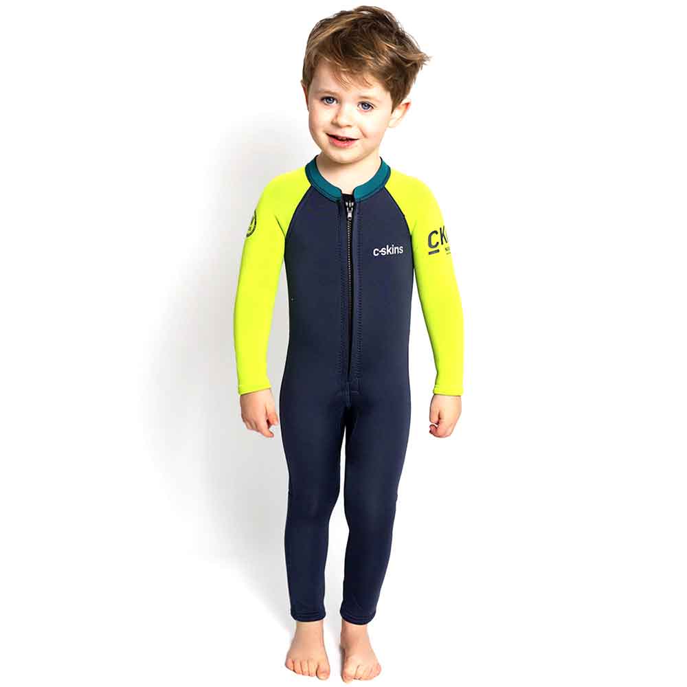 C-Skins NuWave Baby Front Zip Steamer Bluestone Lime