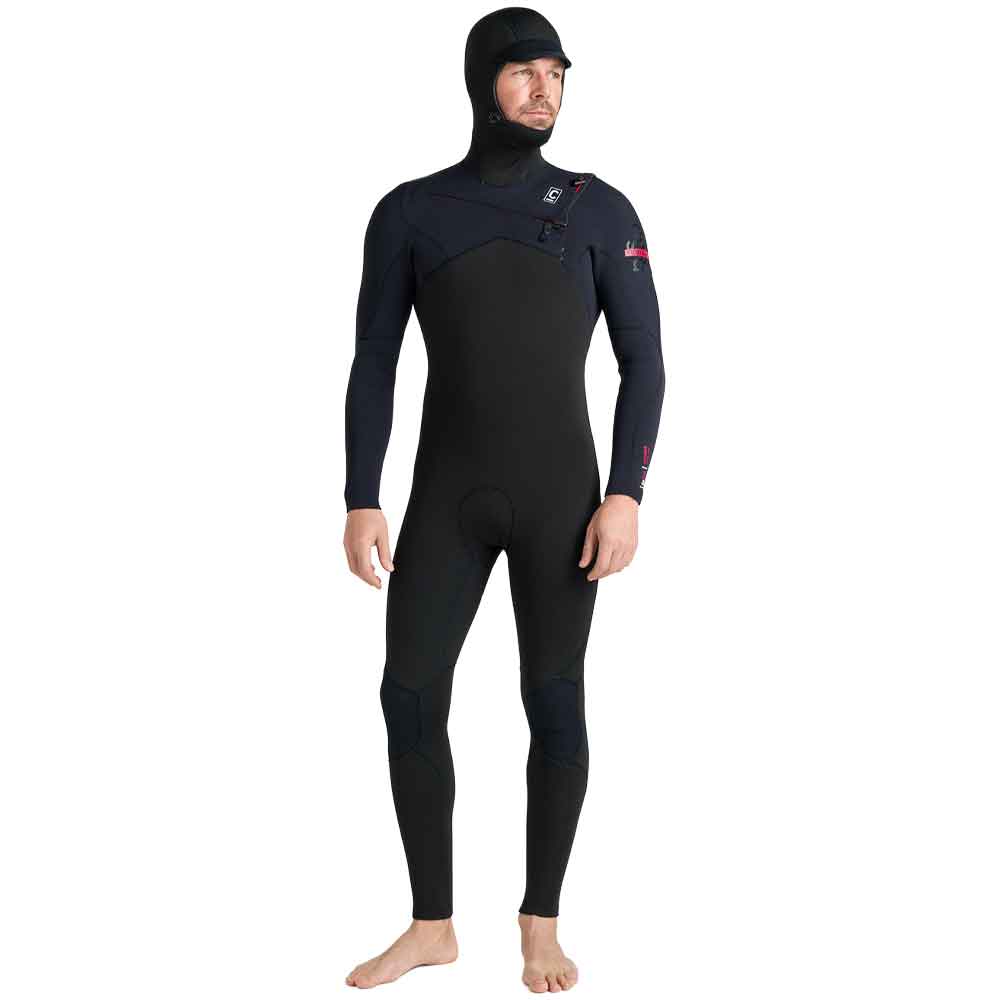 C-Skins NuWave Session 5/4/3 Hooded Wetsuit Black / Red