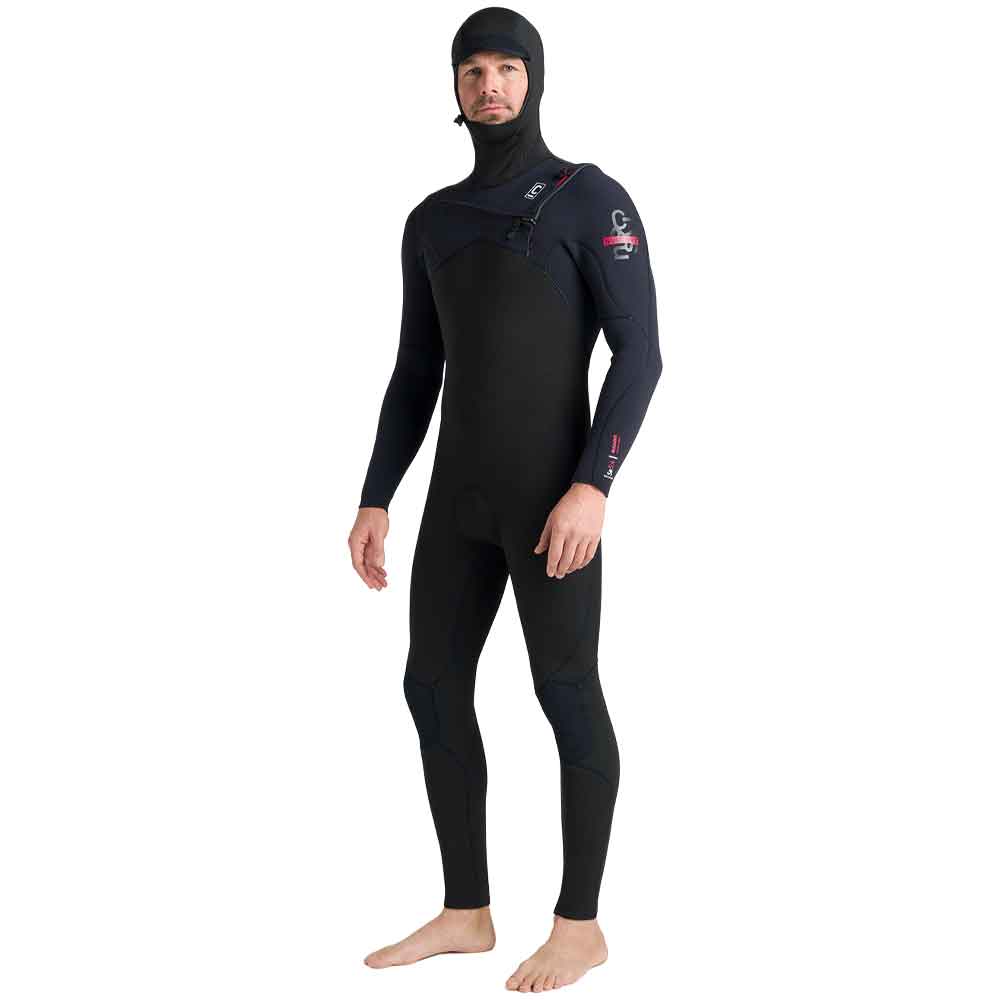 C-Skins NuWave Session 5/4/3 Hooded Wetsuit Black / Red