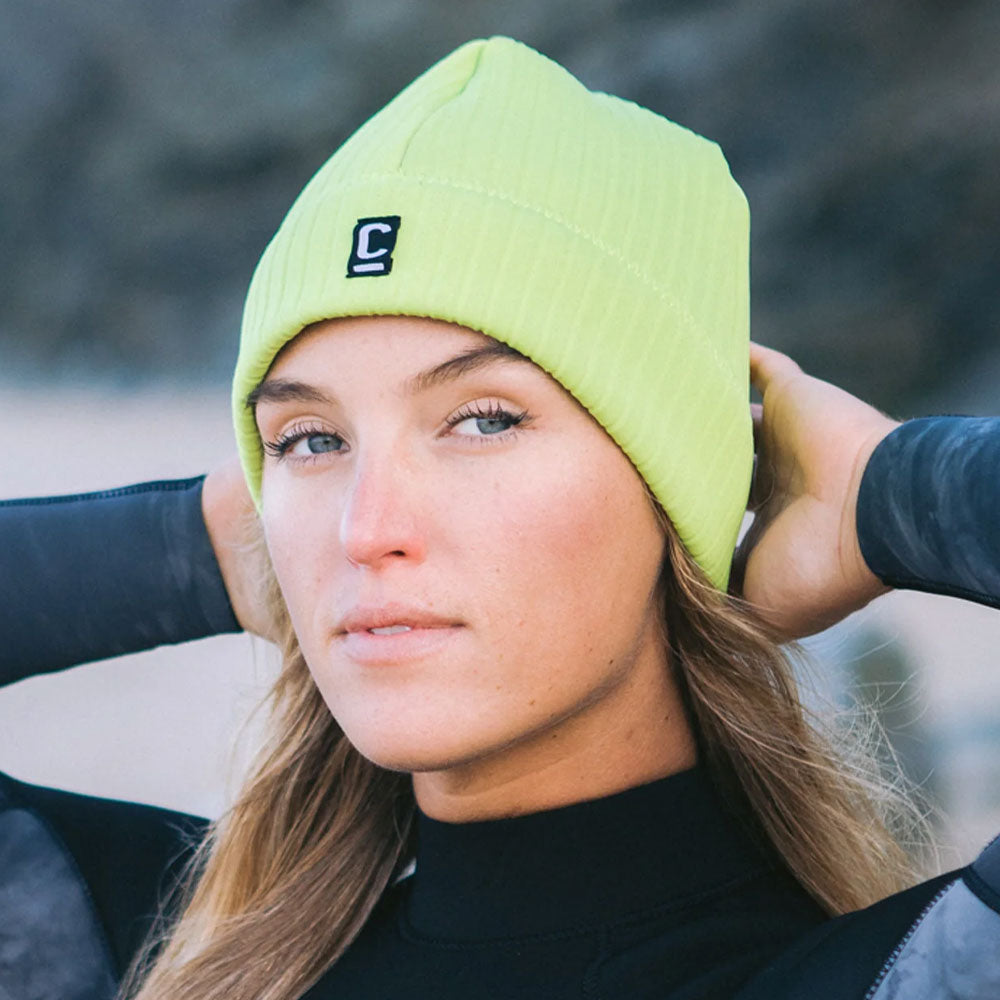 yellow neoprene beanie