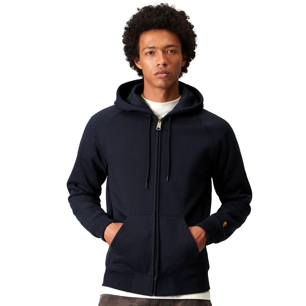 Carhartt WIP Full Zip Chase Hoodie Dark Navy / Gold