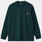 Carhartt WIP Longsleeve American Script T-Shirt Lagoon