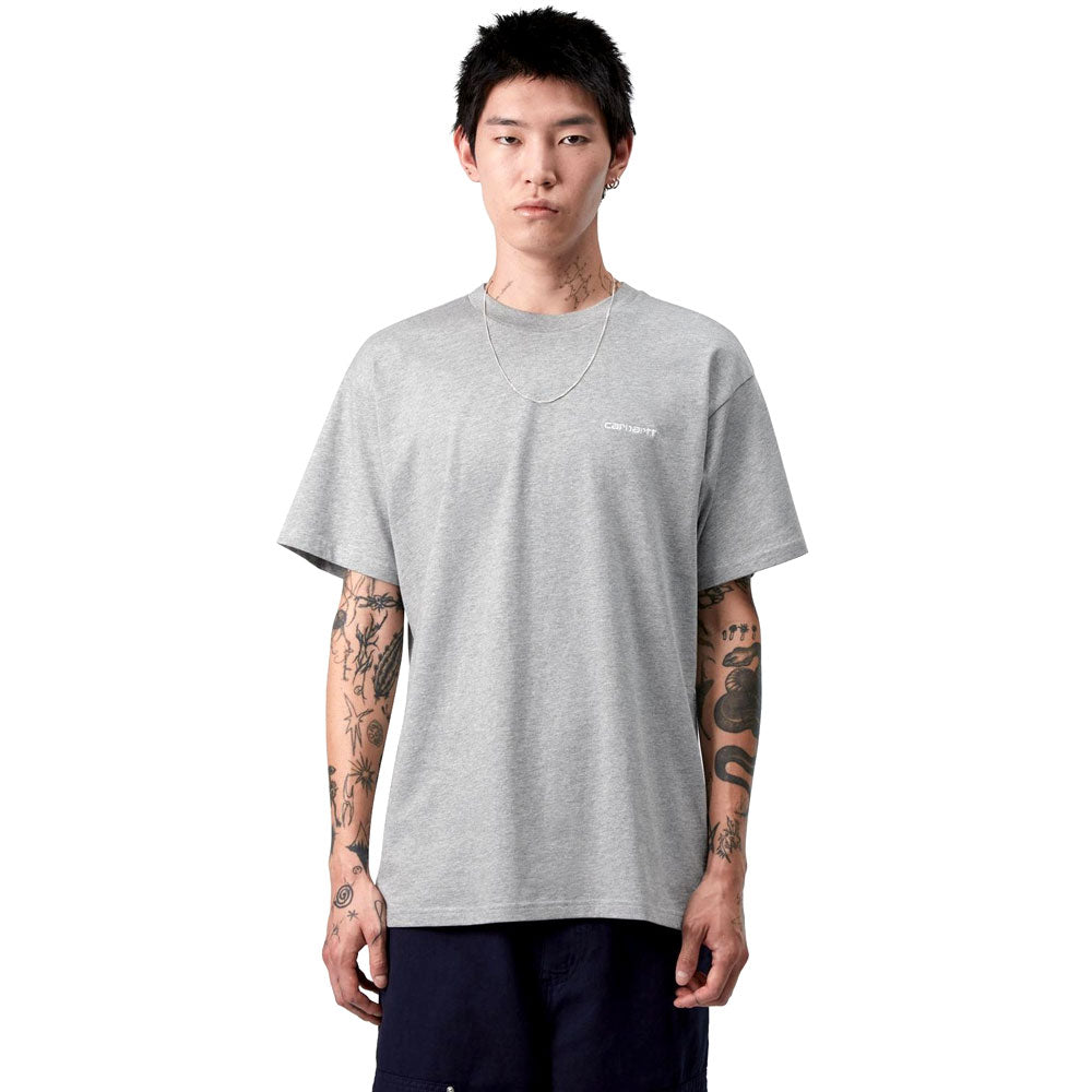 Carhartt WIP Script Embroidery T-Shirt Grey Heather / White