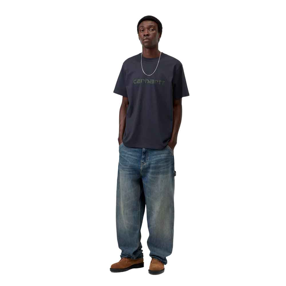 Carhartt WIP Script T Shirt Dark Navy / Dark Scarab