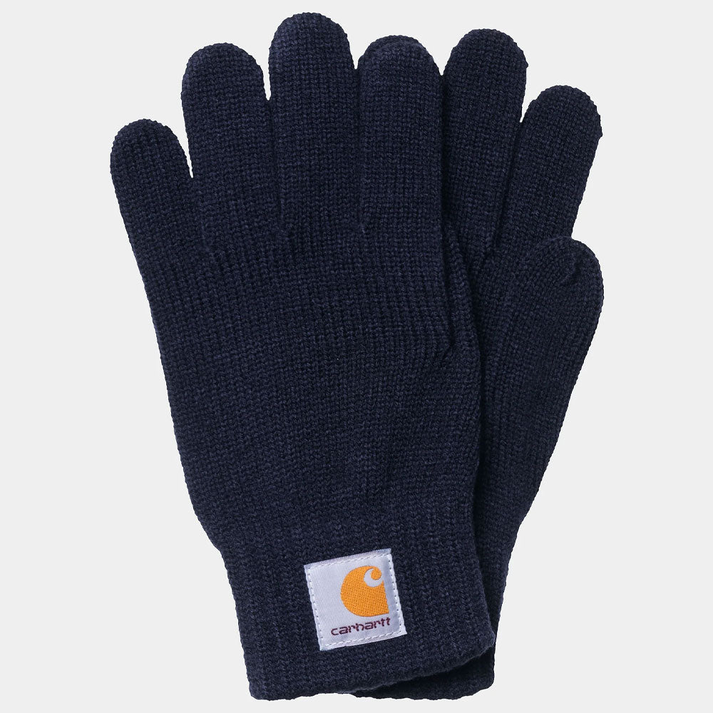 black carhartt knit gloves with logo