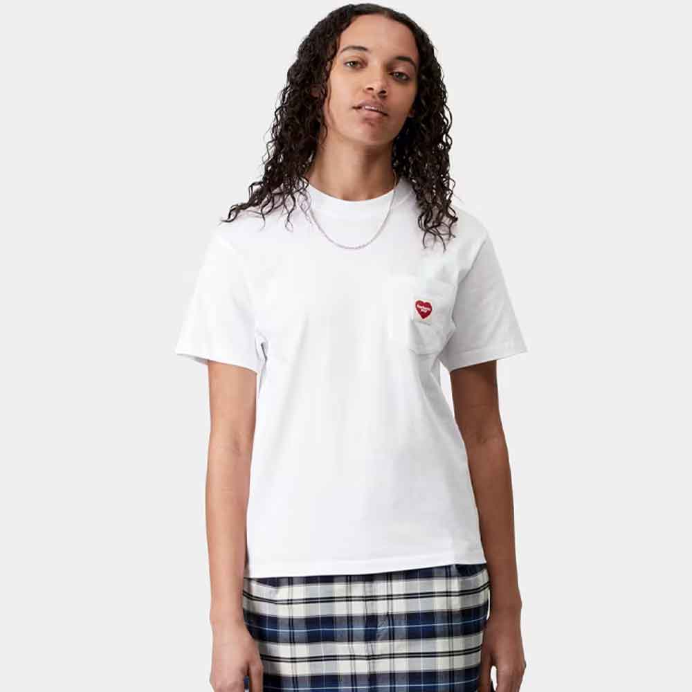 Carhartt Wip Womens Pocket Heart T Shirt White / Red