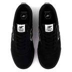 A pair of black New Balance 306 sneakers shown from a top-down view on a white background.
