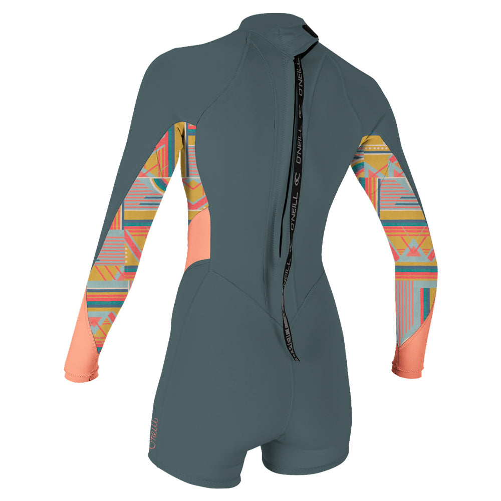 O'Neill Womens Bahia 2/1mm BZ LS Shortie - Shade/Arta Geo/Coral