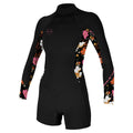 O'Neill Womens Bahia 2/1mm Back Zip LS Shortie - Black/Bluemchen