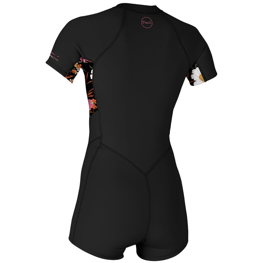 O'Neill Womens Bahia 2/1mm Front Zip Shortie - Black/Bluemchen
