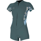 O'Neill Womens Bahia 2/1mm Front Zip Shortie - Shade / Palmeno