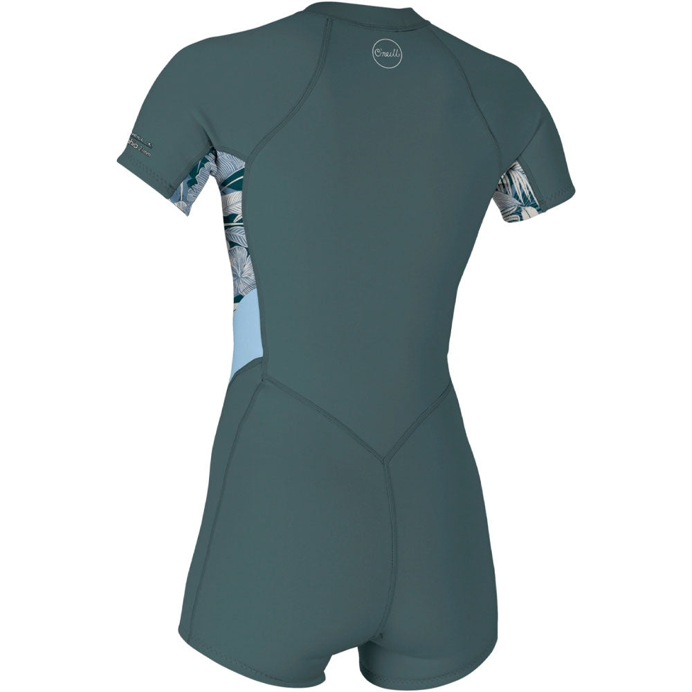 O'Neill Womens Bahia 2/1mm Front Zip Shortie - Shade / Palmeno