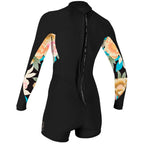 O'Neill Womens Bahia 2/1mm Long Sleeve Shortie - Black / Mikah