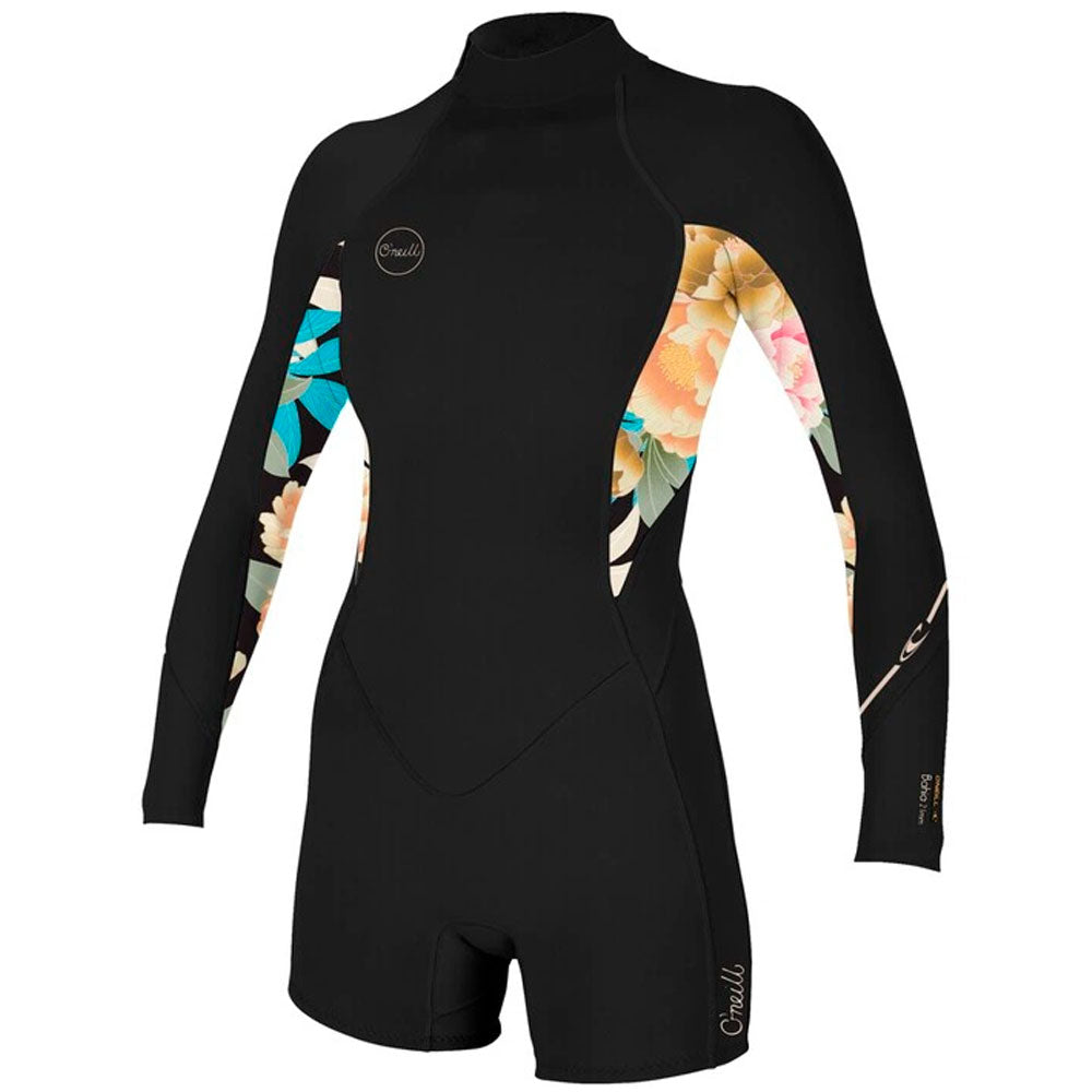 O'Neill Womens Bahia 2/1mm Long Sleeve Shortie - Black / Mikah