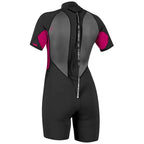 O'Neill Womens Reactor-2 2mm Back Zip Shortie Black / Punk Pink