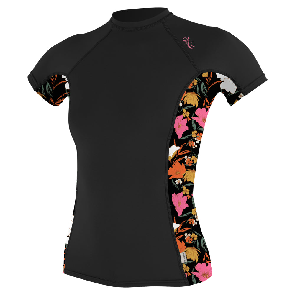 O'Neill Womens Side Print Rash Guard - Black/Bluemchen