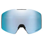 PRIZM ski goggles with a large curved blue mirrored lens, black nose bridge, and black side frames on a white background.