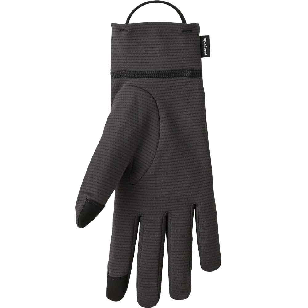 A single dark gray textured glove with black fingertips and thumb, shown against a plain white background. A small black brand tag is visible on the cuff.