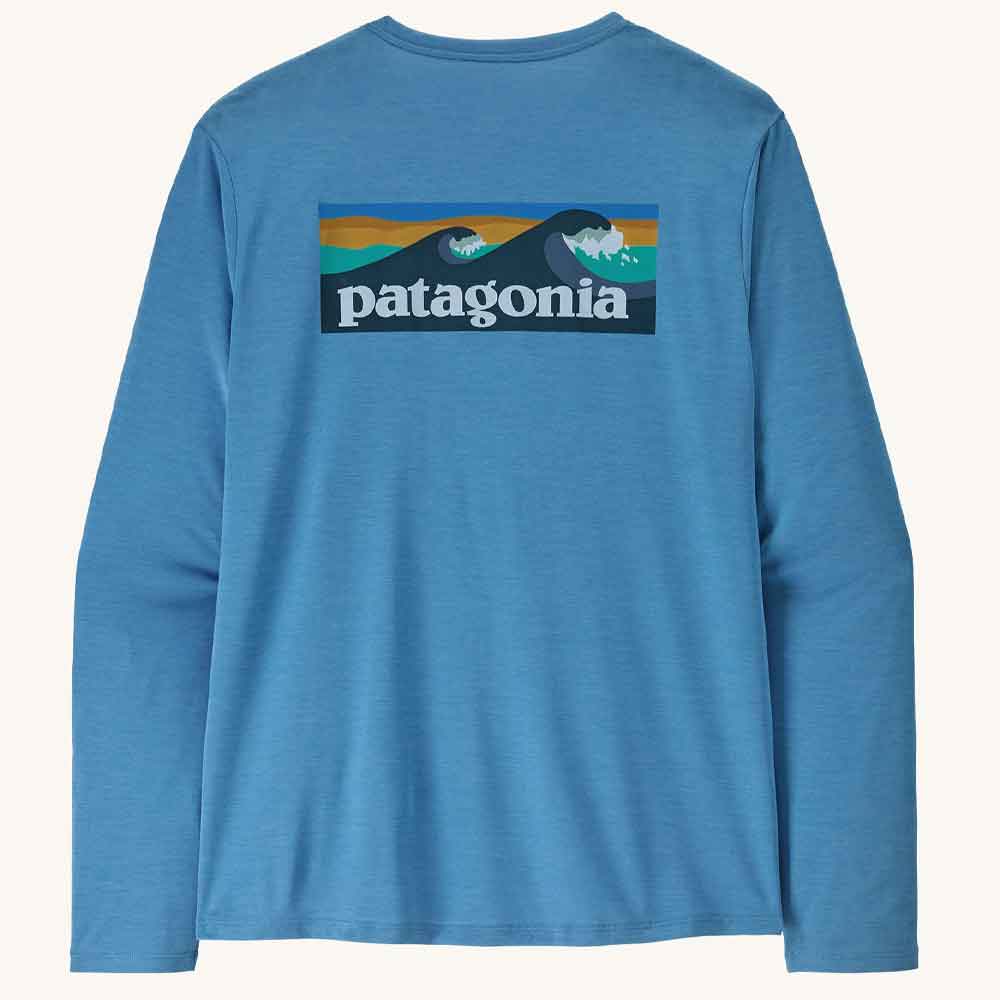 Patagonia Long Sleeve Cap Cool Daily Boardshort Logo Shore Blue