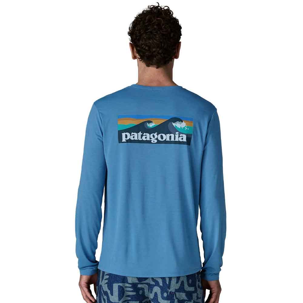 Patagonia Long Sleeve Cap Cool Daily Boardshort Logo Shore Blue