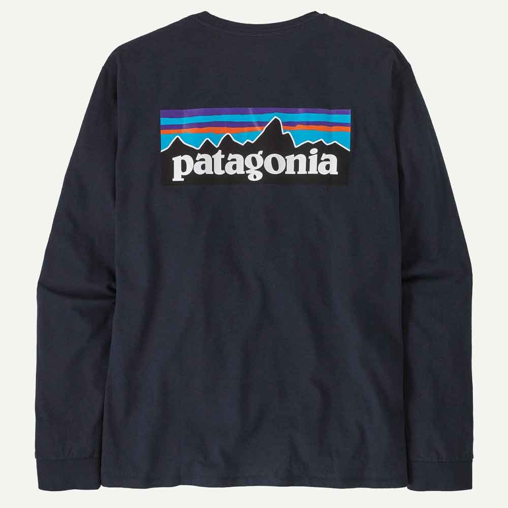 Patagonia Long Sleeve P-6 Logo Responsibili Tee New Navy