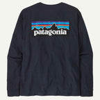Patagonia Long Sleeve P-6 Logo Responsibili Tee New Navy