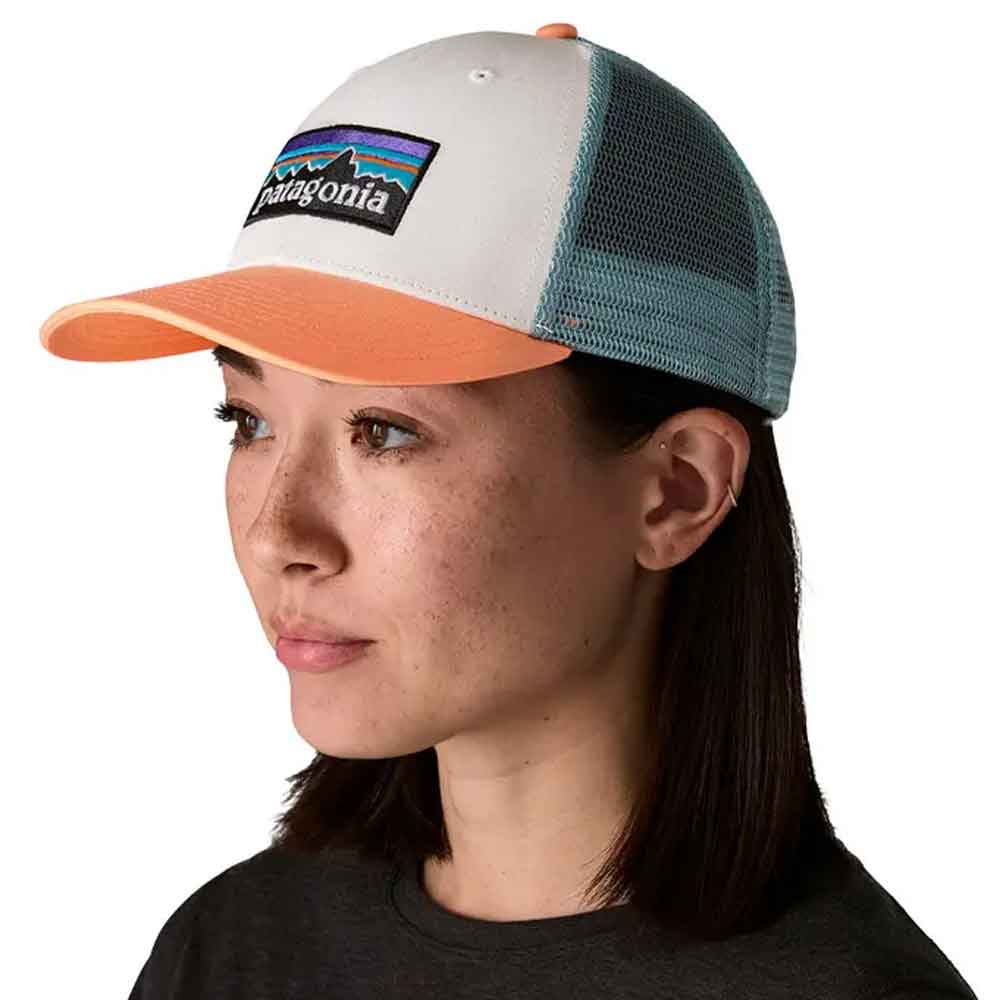 Patagonia P-6 Logo LoPro Trucker Hat White Peach Sherbert