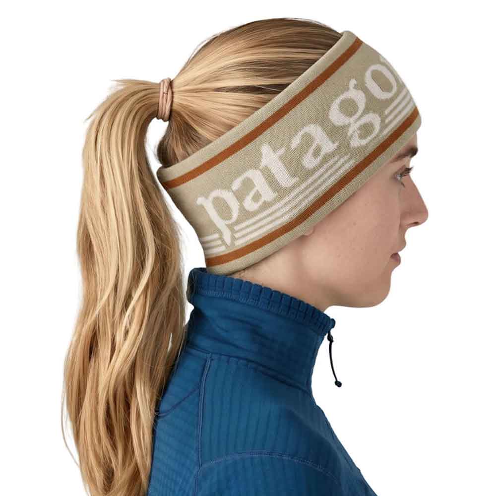 Patagonia Powder Town Headband Hut Tripper Logo Weathered Stone