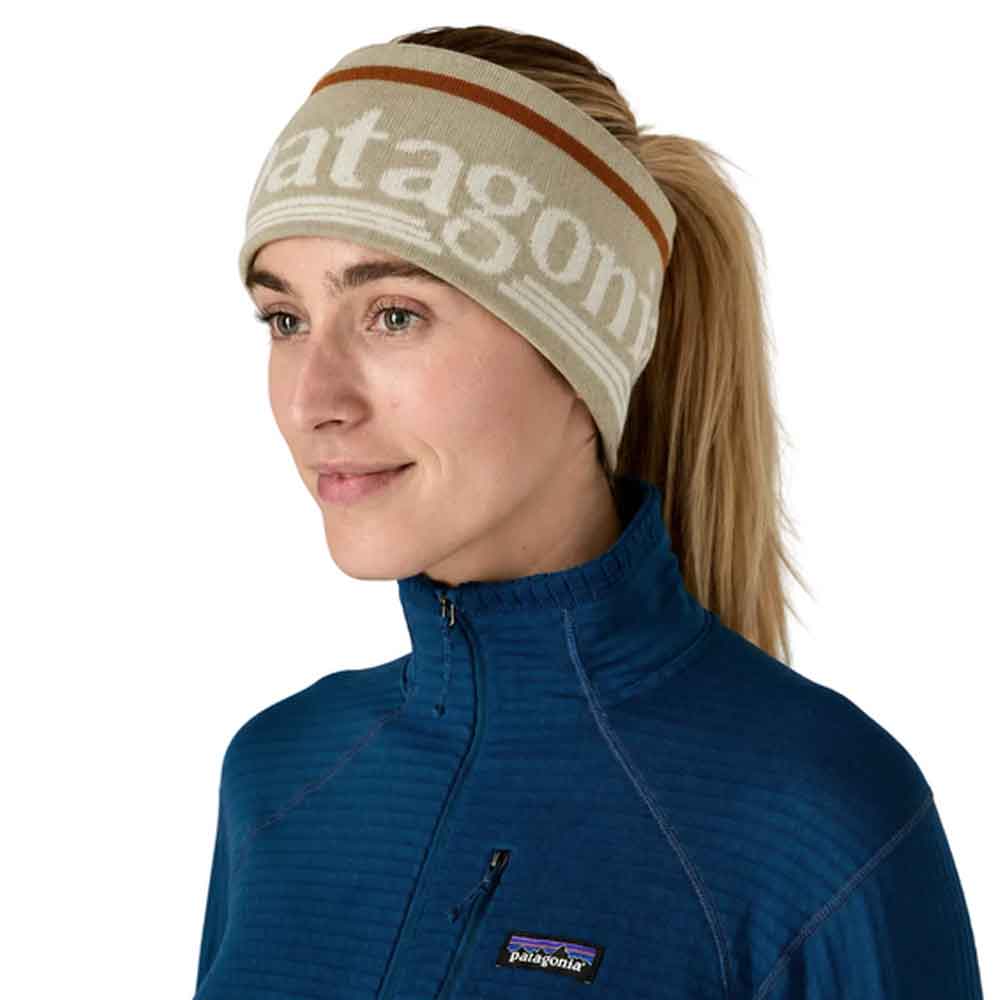 Patagonia Powder Town Headband Hut Tripper Logo Weathered Stone