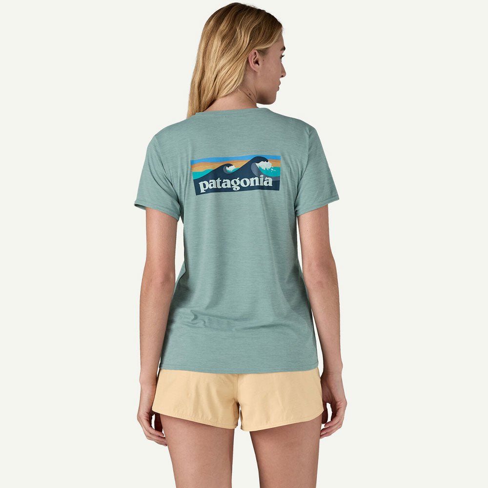 Patagonia Womens Cap Cool Boardshort logo Rash Vest - Blue