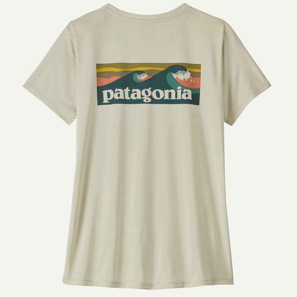 Patagonia Womens Cap Cool Daily Shirt Boardshort Logo Dyno White