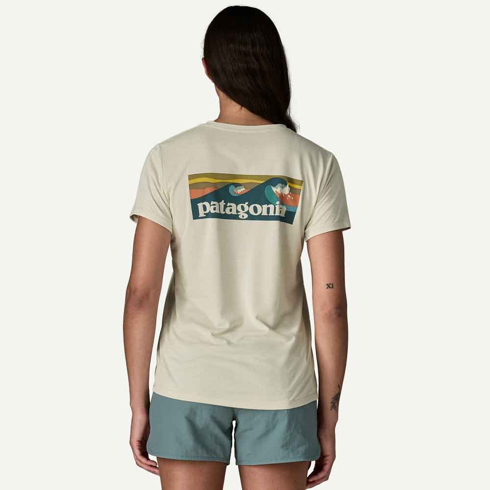 Patagonia Womens Cap Cool Daily Shirt Boardshort Logo Dyno White