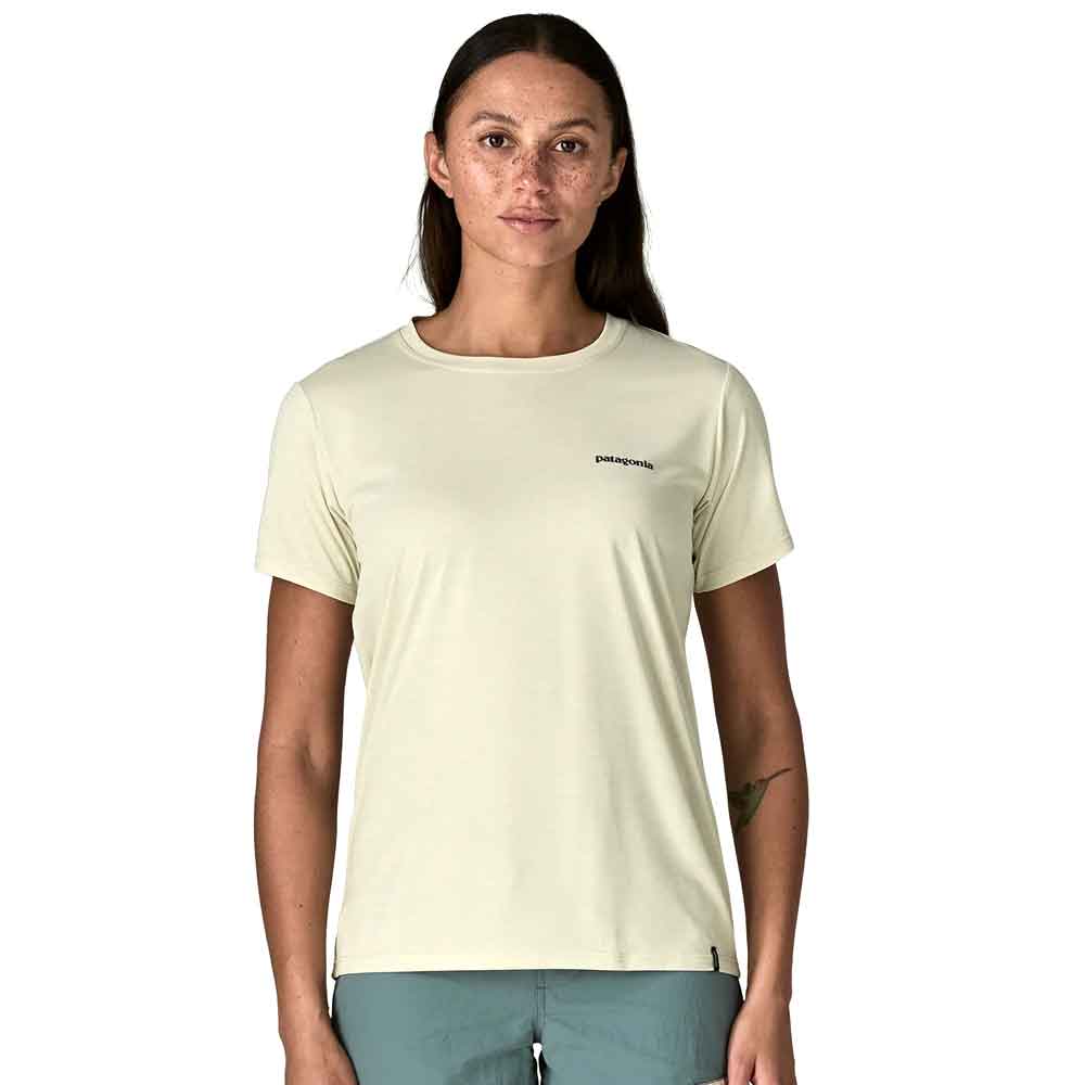 Patagonia Womens Cap Cool Daily Shirt Boardshort Logo Dyno White