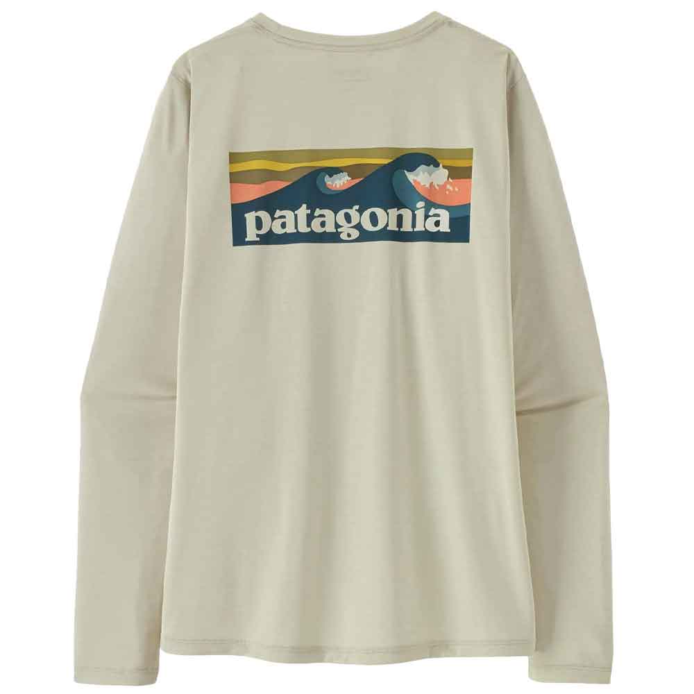 Patagonia Womens Long Sleeve Cap Cool Boardshort Logo Dyno White