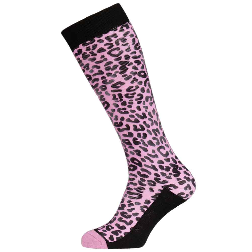 snowboard ski socks with pink leopard print