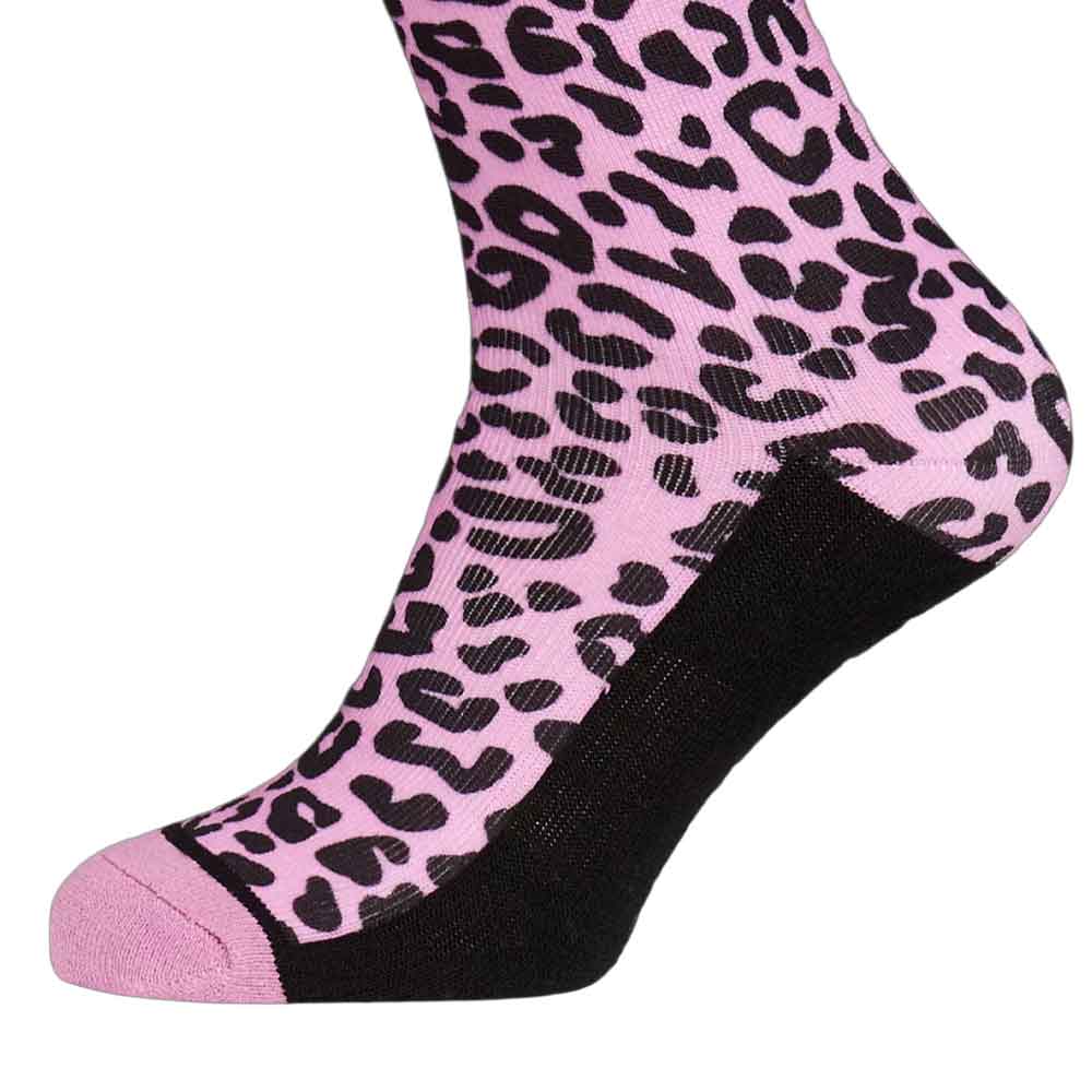 snowboard ski socks with pink leopard print