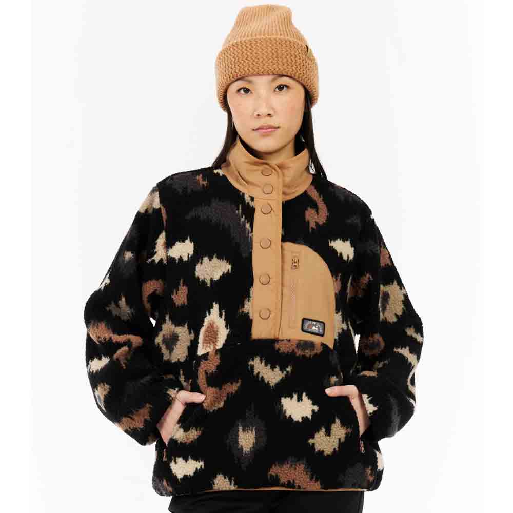 Protest Womens Xena Outdoor 1/4 Button Top  True Black