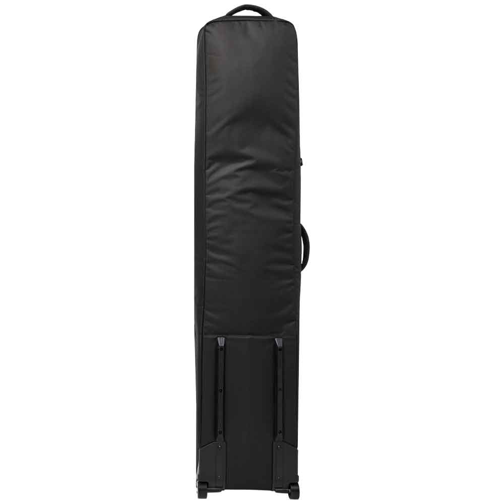 A black Quiksilver snowboard bag with a long shoulder strap, featuring a quilted diamond pattern on the front pocket and a white Quiksilver logo on the side, set against a plain white background.