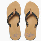 Reef Womens Cushion Sands Flip Flops - Black/Tan