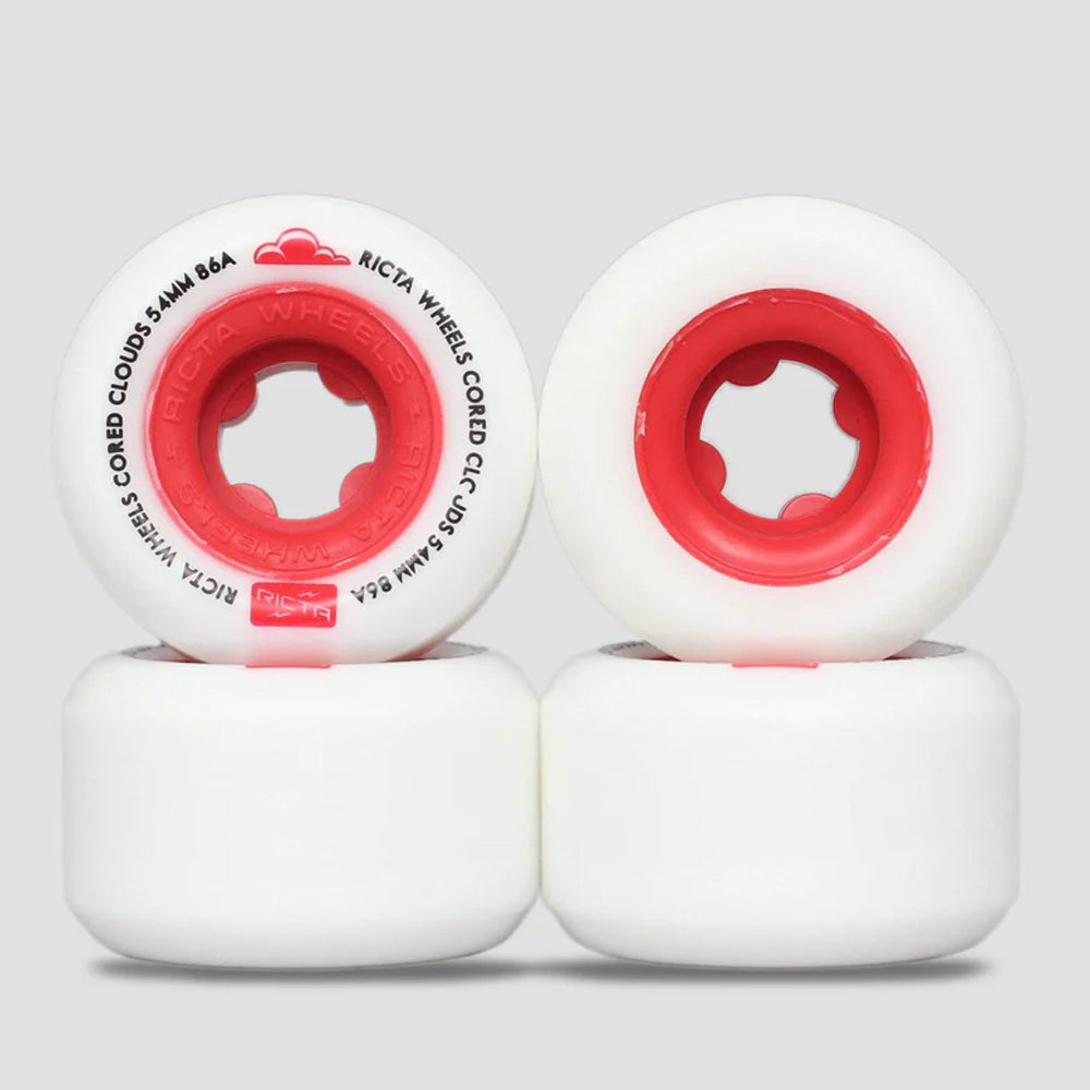 Ricta Cored Clouds 86a Skate Wheels - White Red