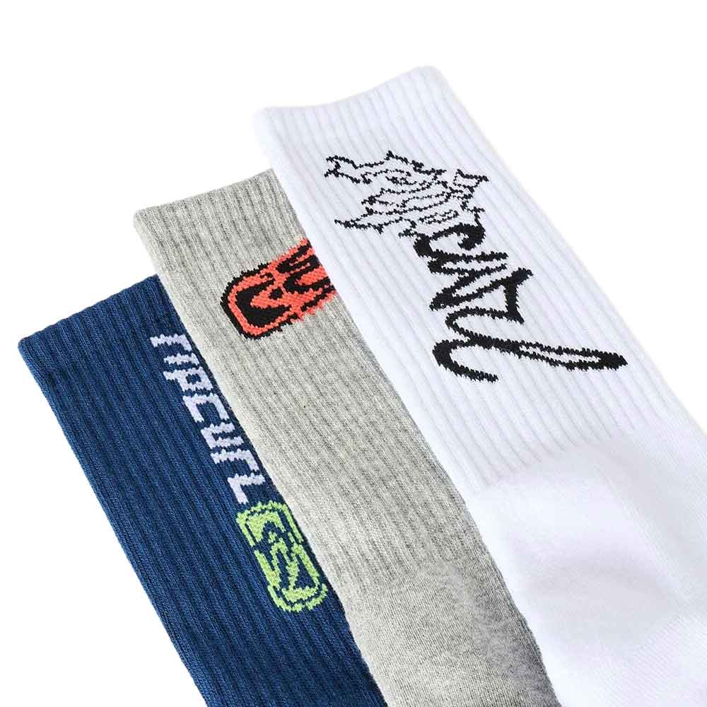 Rip Curl Retro Crew Sock 3-Pack Grey Heather