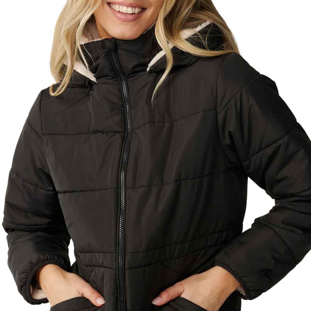 Rip Curl Womens Anti-Series Anoeta Long Line Coat Washed Black